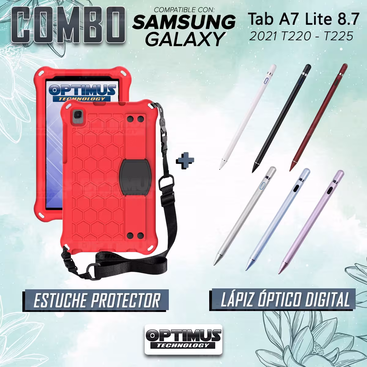 Kit Estuche Protector con Correa Y Lápiz Óptico Digital Stylus Pen para Tablet Samsung Galaxy Tab A7 Lite 8.7 2021 T220 - T225