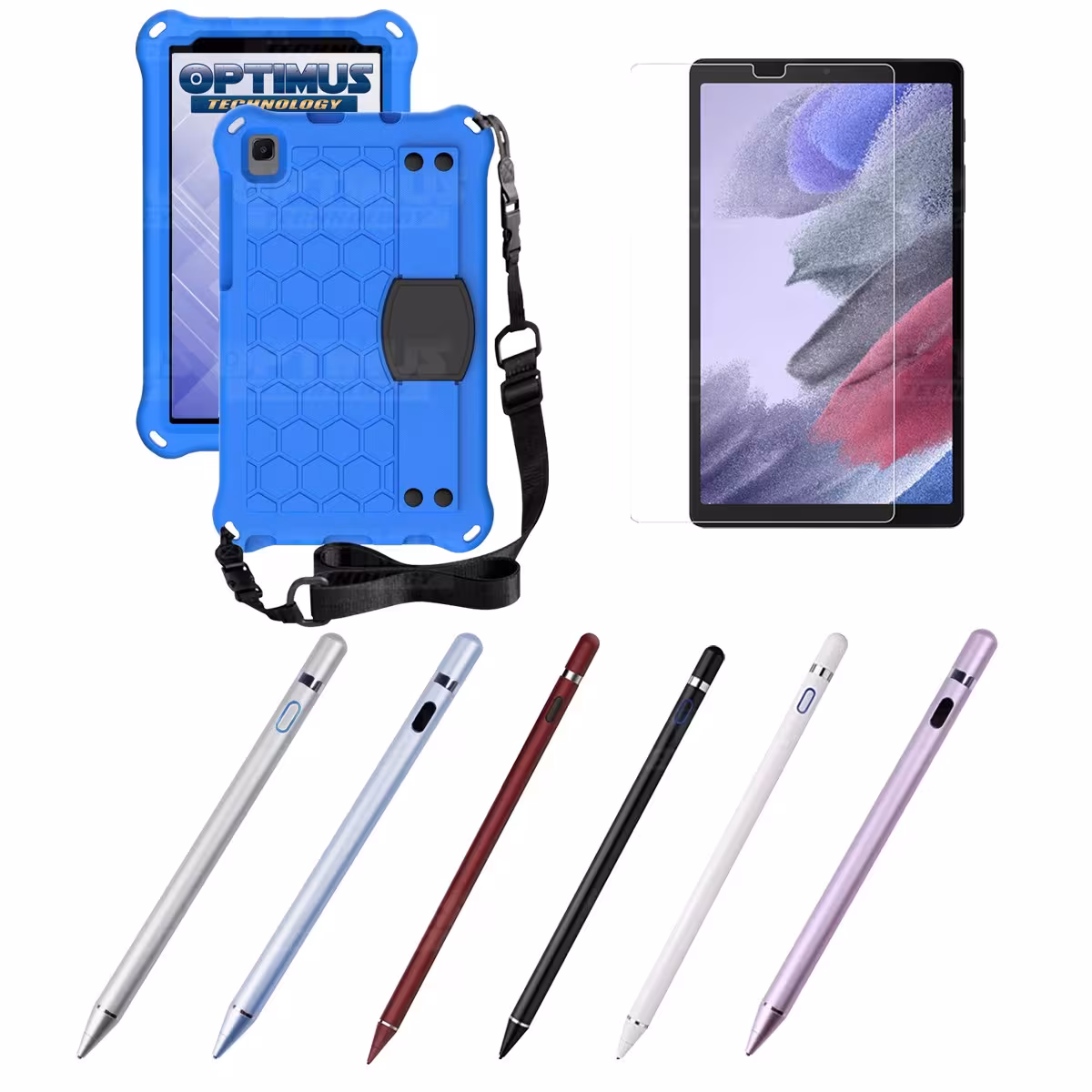 Kit Estuche Protector Correa + Vidrio Templado + Lápiz Digital para Tablet Samsung Galaxy Tab A7 Lite 8.7 2021 T220 - T225