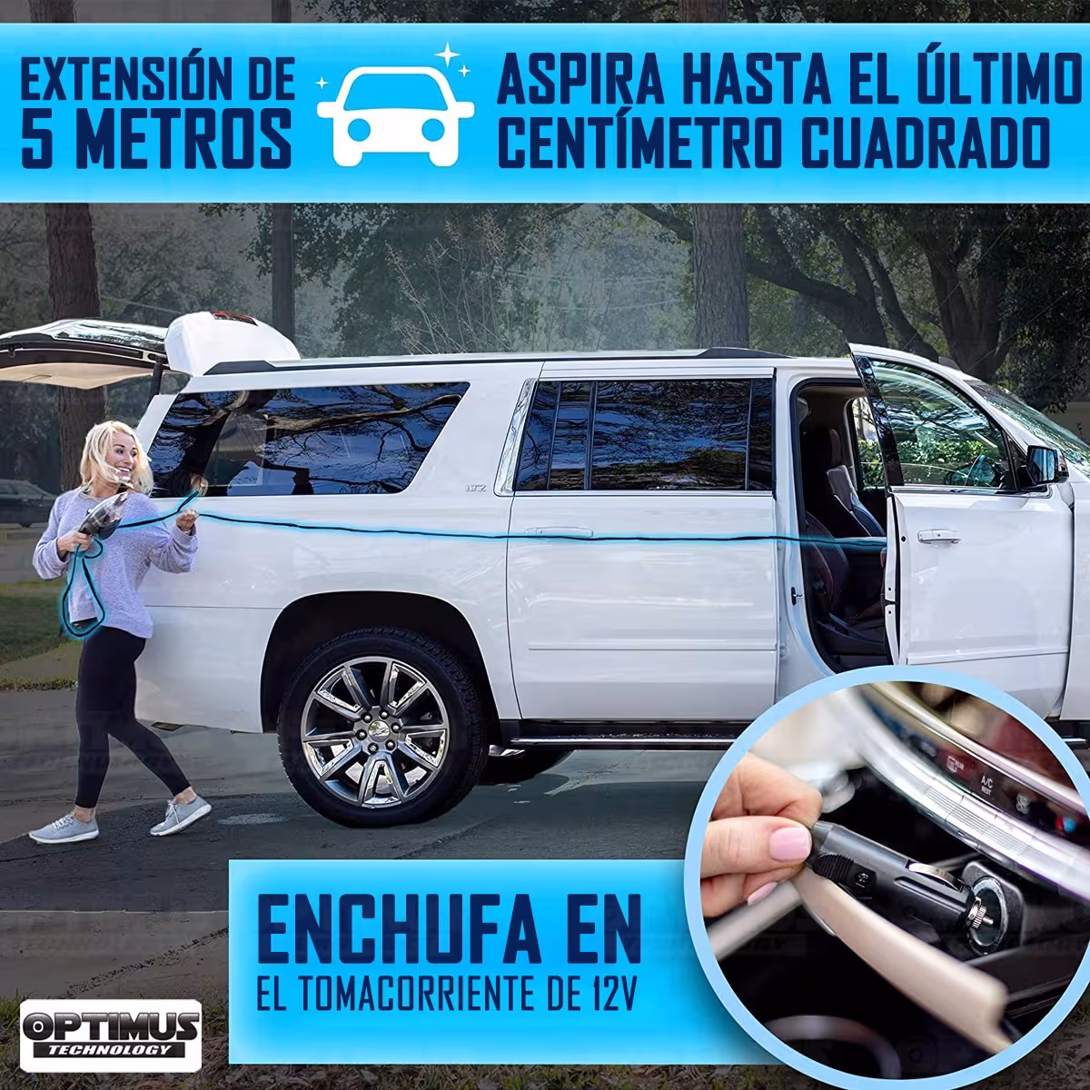 Aspiradora Alta Potencia para vehículos carros camionetas ThisWorx portátil de mano + Kit de limpieza + Filtro HEPA + Maletín