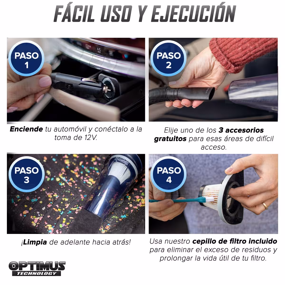 Aspiradora Alta Potencia para vehículos carros camionetas ThisWorx portátil de mano + Kit de limpieza + Filtro HEPA + Maletín