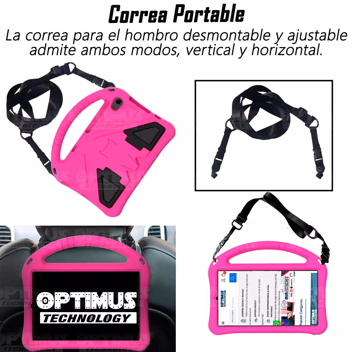 Kit Vidrio Templado Y Estuche Protector con Correa Riata Antigolpes Con Soporte Tablet Compatible para Lenovo Tab M8 X8505f