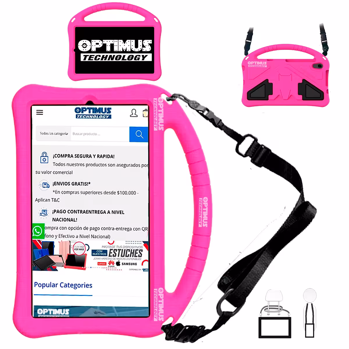 Kit Vidrio Templado Y Estuche Protector con Correa Riata Antigolpes Con Soporte Tablet Compatible para Lenovo Tab M8 X8505f