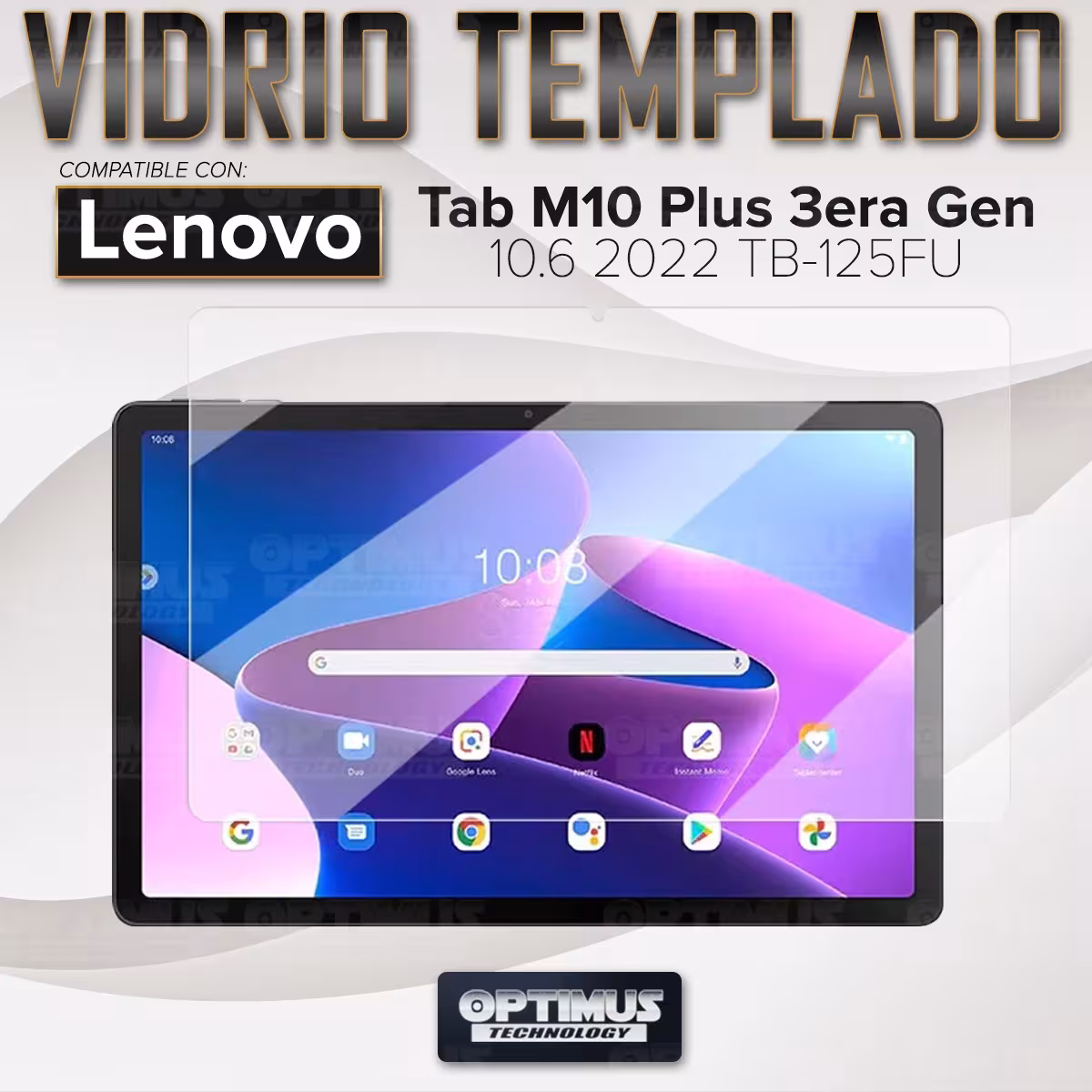 Vidrio Cristal Templado Protector para Tablet Lenovo Tab M10 Plus 3era Gen 10.6 2022 TB-125FU / TB-128F