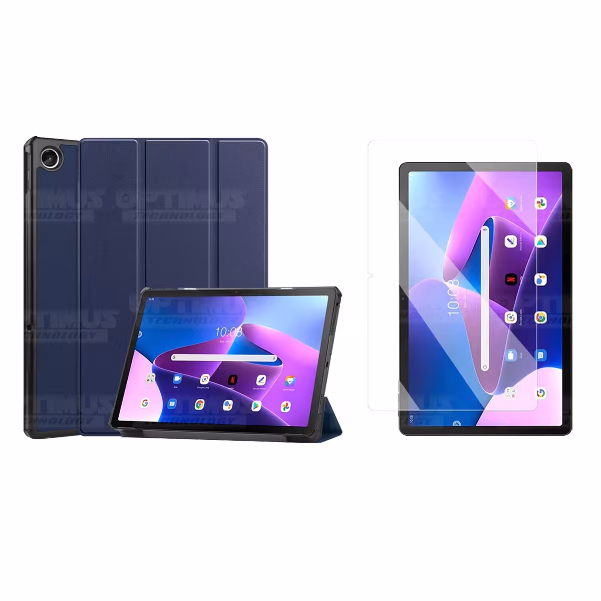 Kit Vidrio Cristal Templado Y Estuche Case Protector para Tablet Lenovo Tab M10 Plus 3era Gen 10.6 2022 TB-125FU / TB-128F