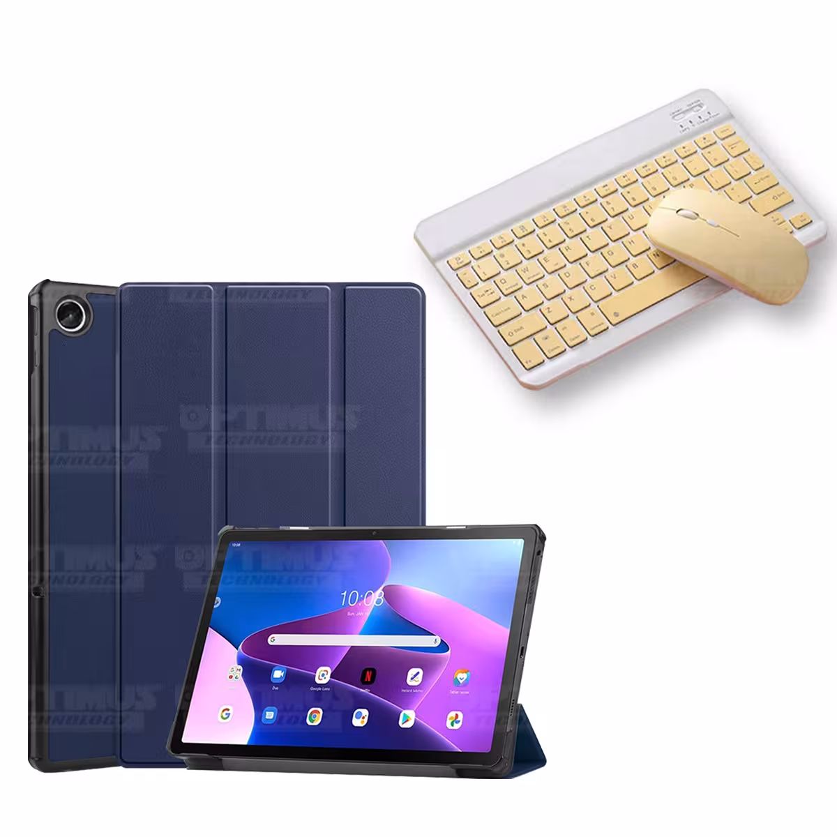 Kit Case Forro Protector + Teclado y Mouse Ratón Bluetooth para Tablet Lenovo Tab M10 Plus 3era Gen 10.6 2022 TB-125FU / TB-128F