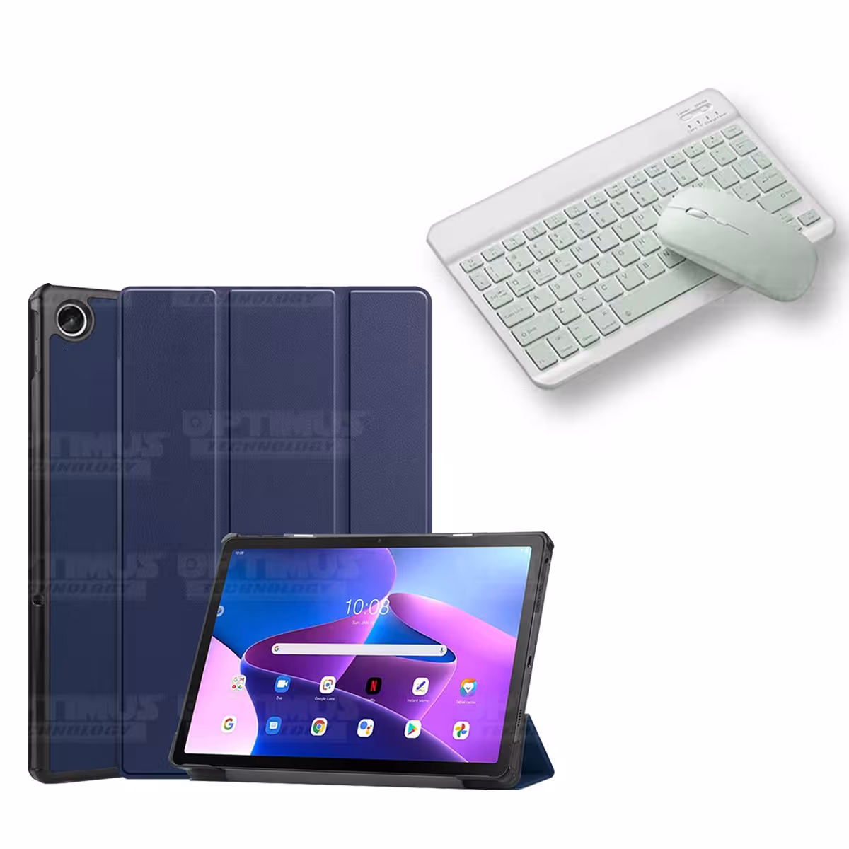 Kit Case Forro Protector + Teclado y Mouse Ratón Bluetooth para Tablet Lenovo Tab M10 Plus 3era Gen 10.6 2022 TB-125FU / TB-128F