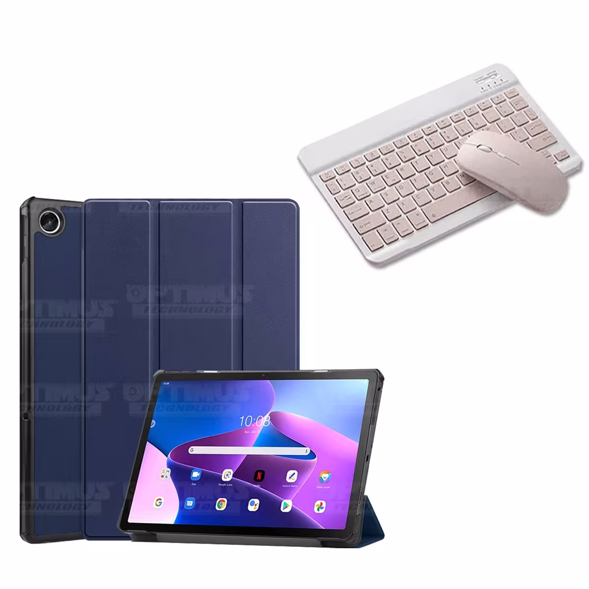 Kit Case Forro Protector + Teclado y Mouse Ratón Bluetooth para Tablet Lenovo Tab M10 Plus 3era Gen 10.6 2022 TB-125FU / TB-128F