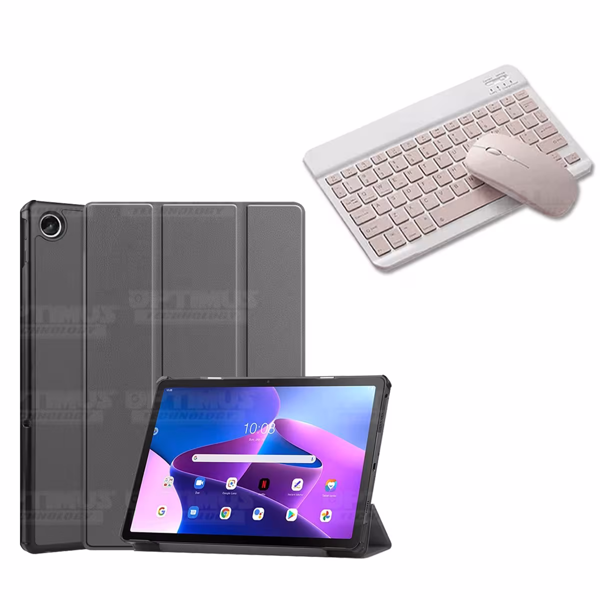 Kit Case Forro Protector + Teclado y Mouse Ratón Bluetooth para Tablet Lenovo Tab M10 Plus 3era Gen 10.6 2022 TB-125FU / TB-128F