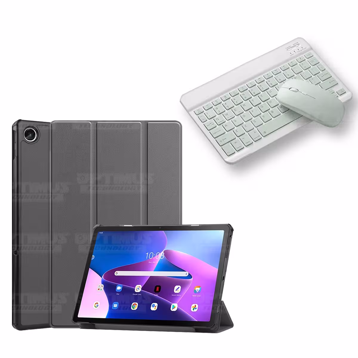 Kit Case Forro Protector + Teclado y Mouse Ratón Bluetooth para Tablet Lenovo Tab M10 Plus 3era Gen 10.6 2022 TB-125FU / TB-128F
