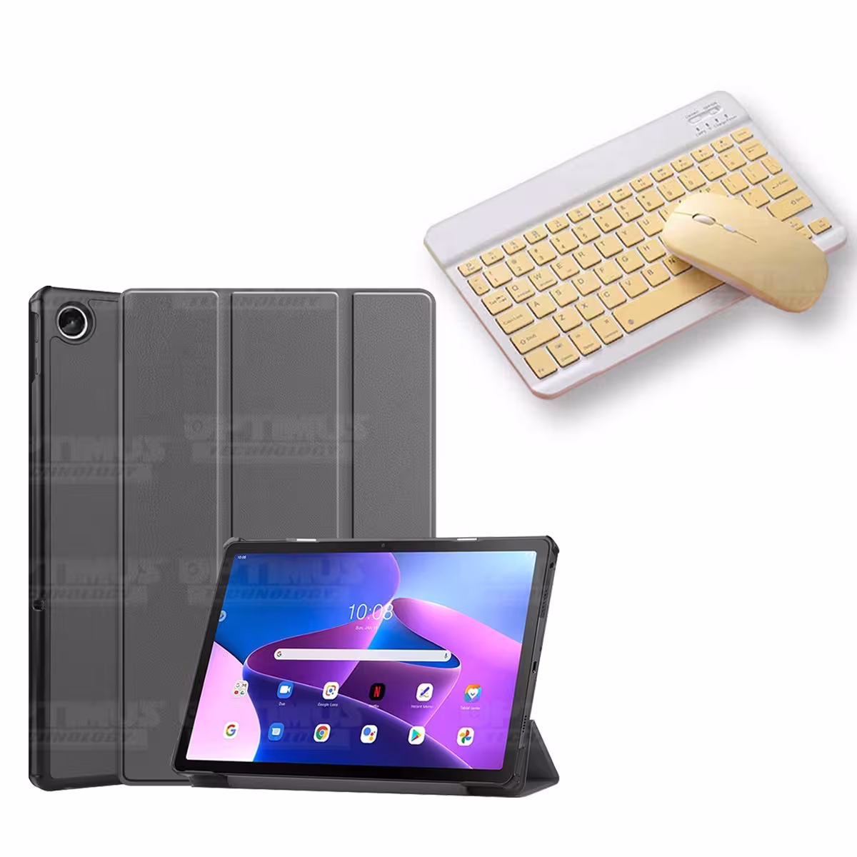 Kit Case Forro Protector + Teclado y Mouse Ratón Bluetooth para Tablet Lenovo Tab M10 Plus 3era Gen 10.6 2022 TB-125FU / TB-128F