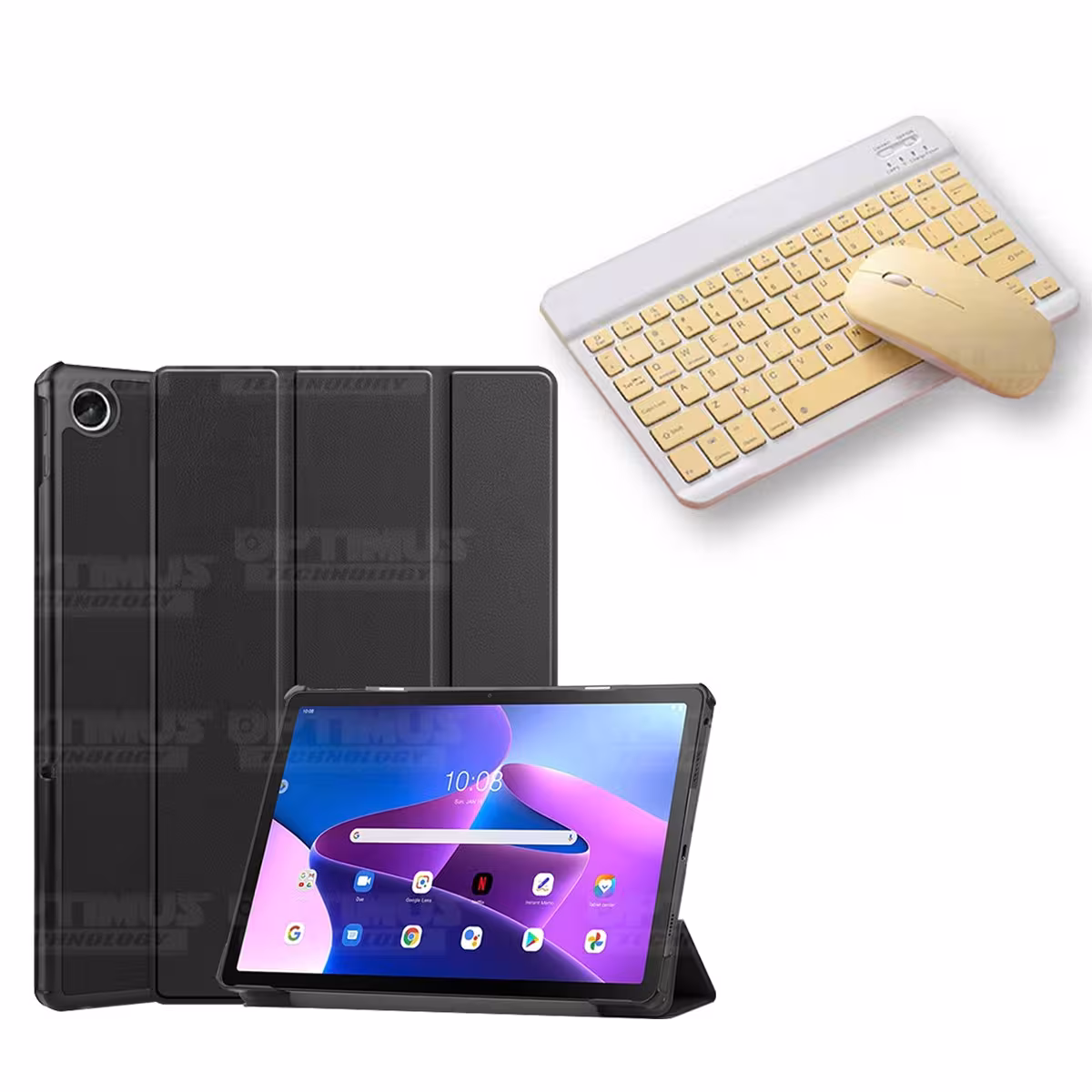 Kit Case Forro Protector + Teclado y Mouse Ratón Bluetooth para Tablet Lenovo Tab M10 Plus 3era Gen 10.6 2022 TB-125FU / TB-128F
