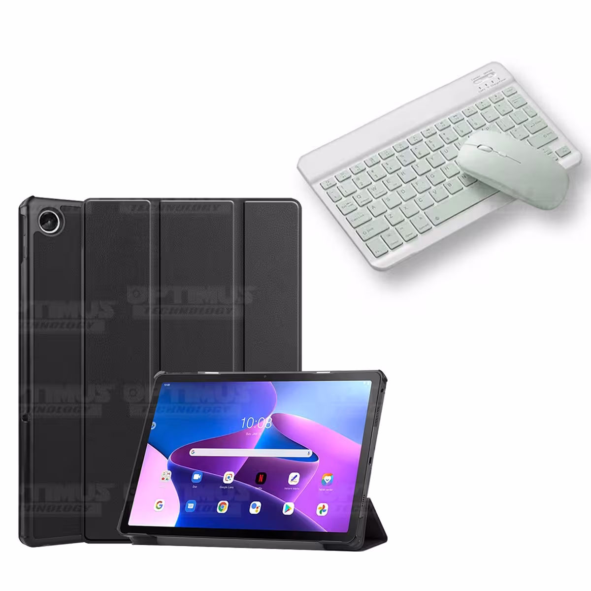 Kit Case Forro Protector + Teclado y Mouse Ratón Bluetooth para Tablet Lenovo Tab M10 Plus 3era Gen 10.6 2022 TB-125FU / TB-128F