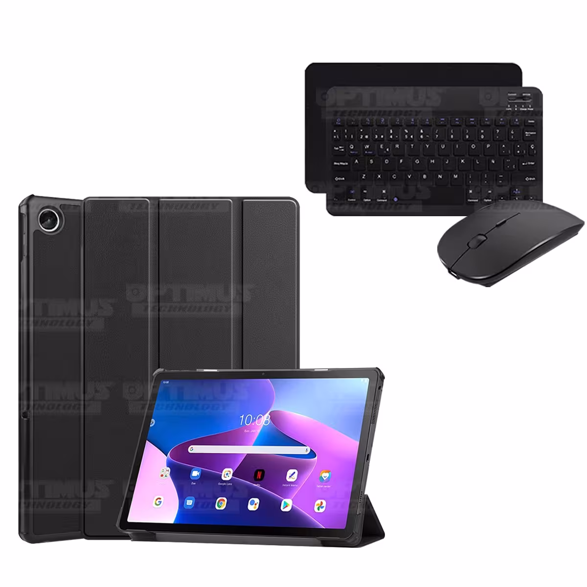 Kit Case Forro Protector + Teclado y Mouse Ratón Bluetooth para Tablet Lenovo Tab M10 Plus 3era Gen 10.6 2022 TB-125FU / TB-128F