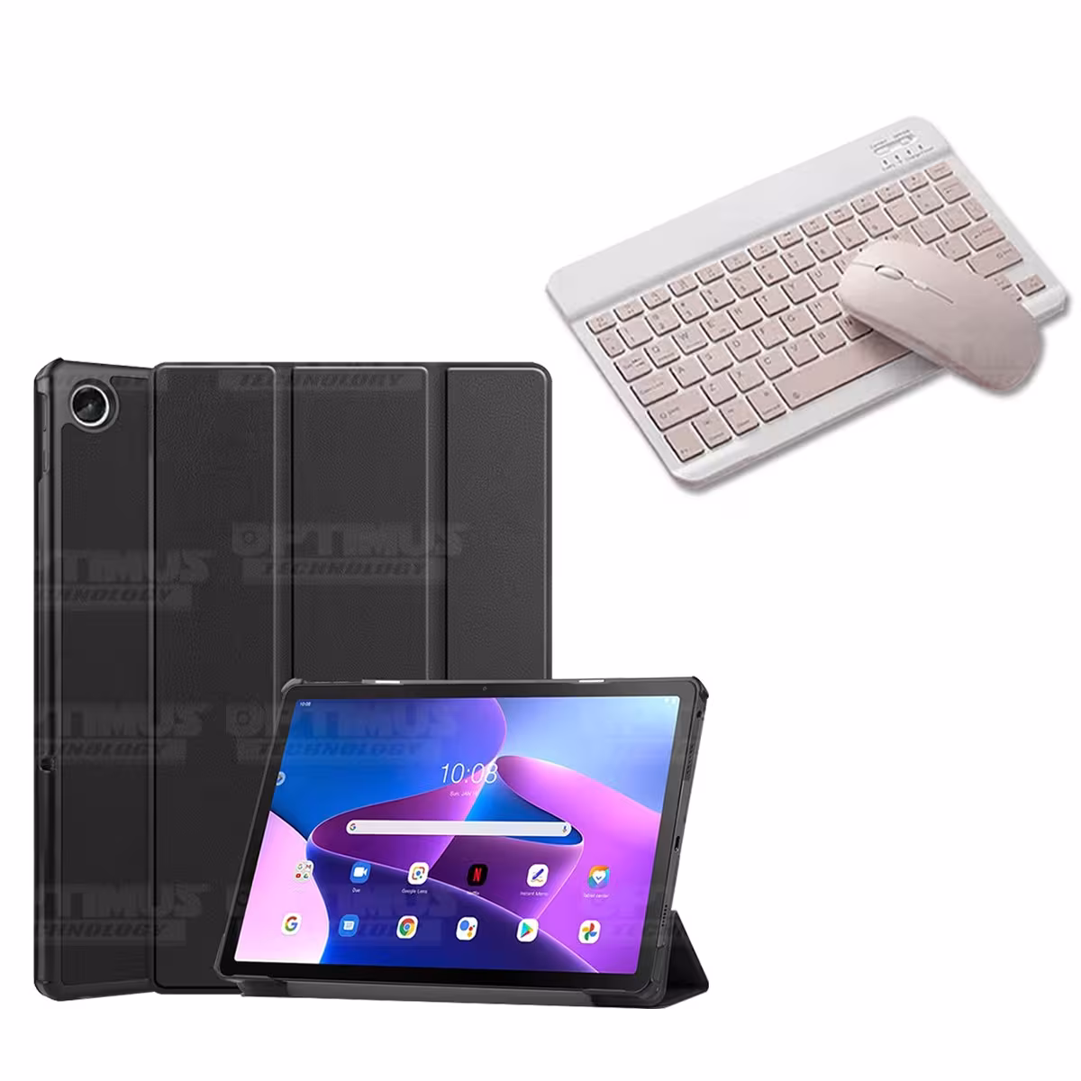 Kit Case Forro Protector + Teclado y Mouse Ratón Bluetooth para Tablet Lenovo Tab M10 Plus 3era Gen 10.6 2022 TB-125FU / TB-128F
