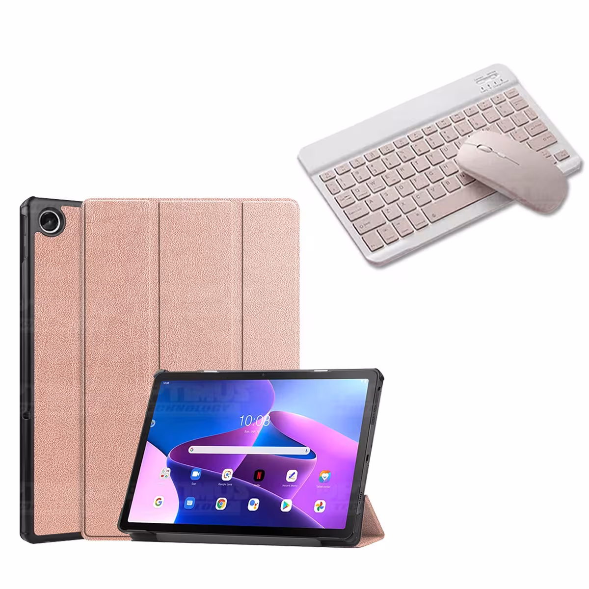 Kit Case Forro Protector + Teclado y Mouse Ratón Bluetooth para Tablet Lenovo Tab M10 Plus 3era Gen 10.6 2022 TB-125FU / TB-128F