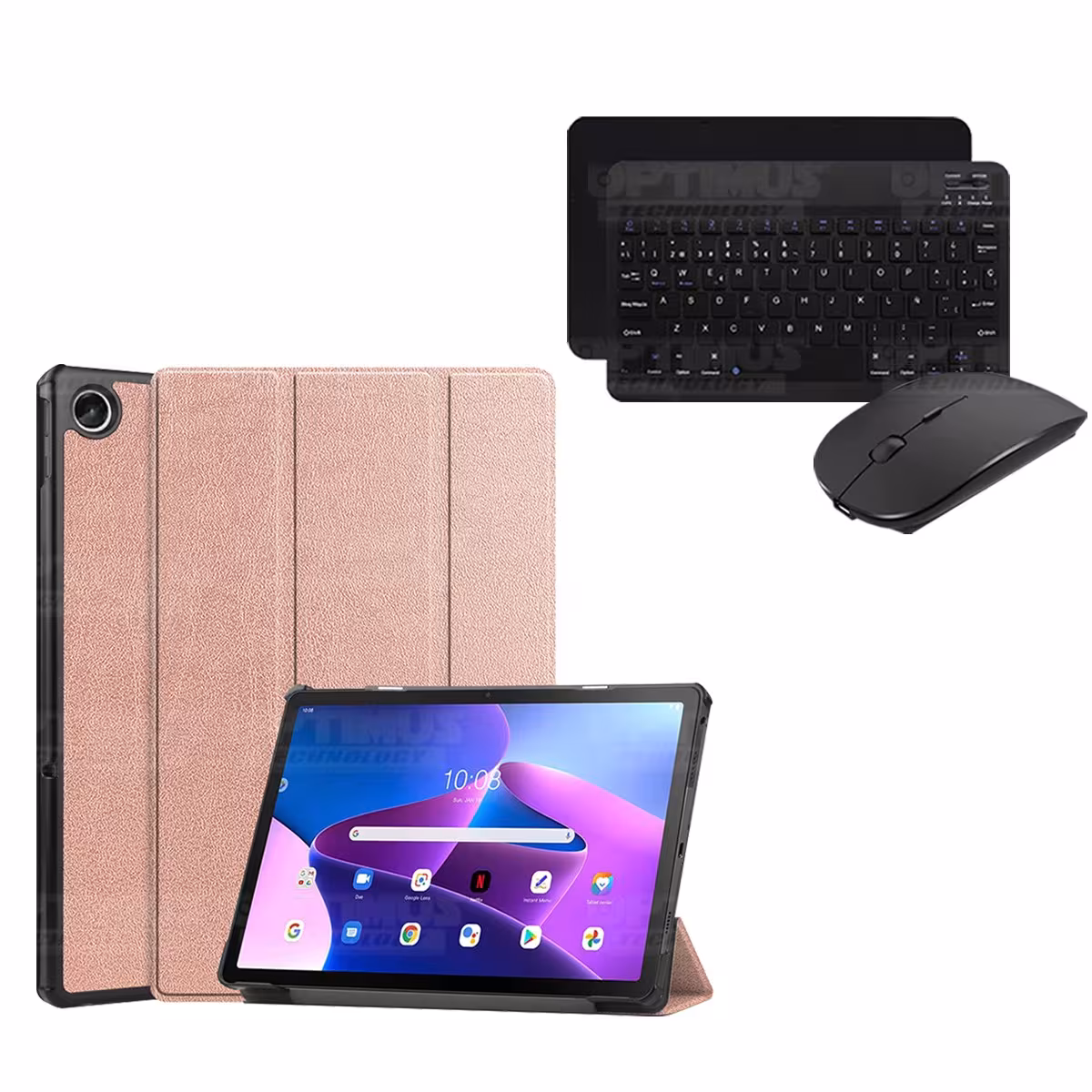 Kit Case Forro Protector + Teclado y Mouse Ratón Bluetooth para Tablet Lenovo Tab M10 Plus 3era Gen 10.6 2022 TB-125FU / TB-128F