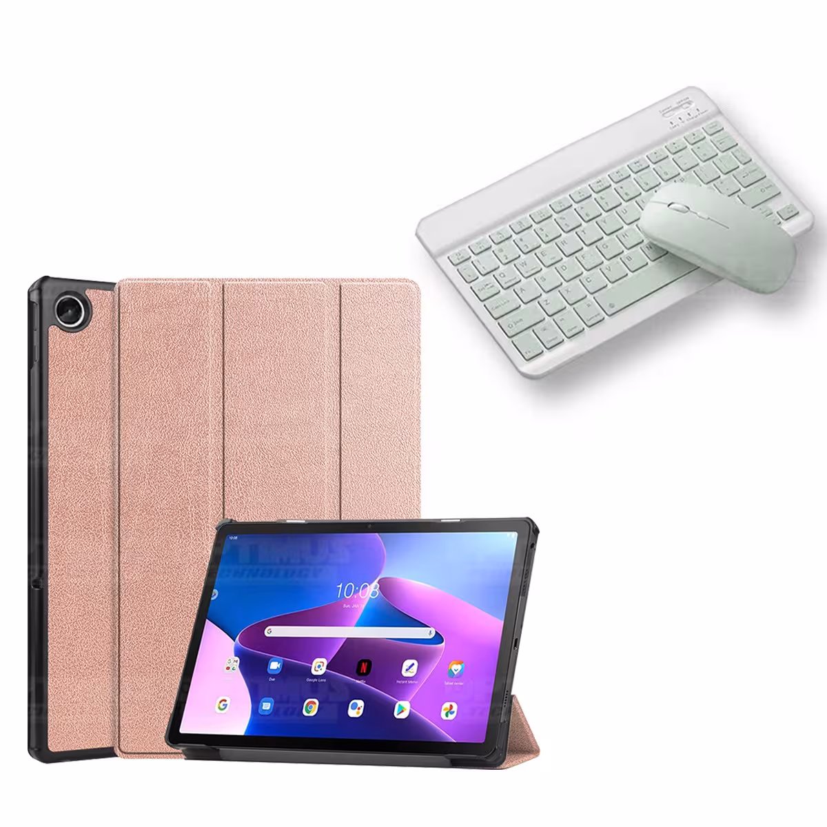 Kit Case Forro Protector + Teclado y Mouse Ratón Bluetooth para Tablet Lenovo Tab M10 Plus 3era Gen 10.6 2022 TB-125FU / TB-128F