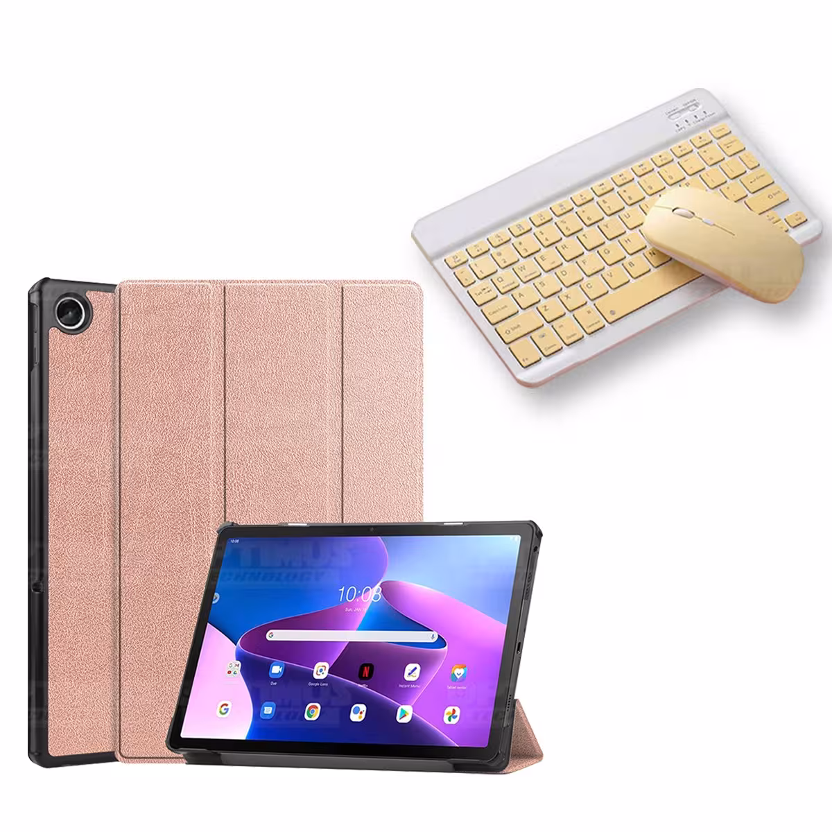 Kit Case Forro Protector + Teclado y Mouse Ratón Bluetooth para Tablet Lenovo Tab M10 Plus 3era Gen 10.6 2022 TB-125FU / TB-128F