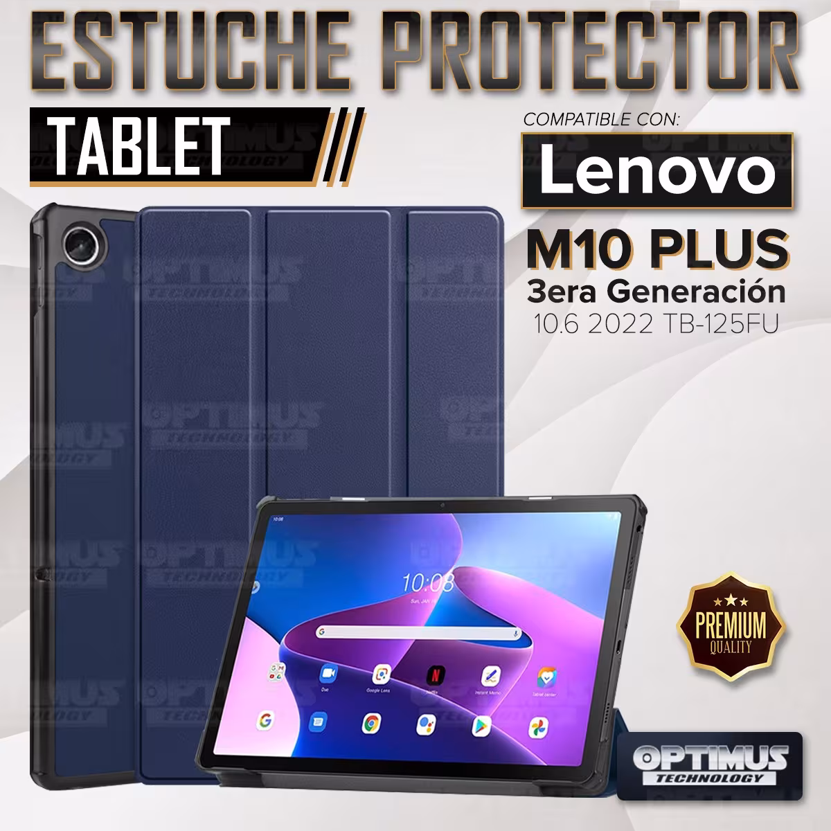 Kit Case Forro Protector + Teclado y Mouse Ratón Bluetooth para Tablet Lenovo Tab M10 Plus 3era Gen 10.6 2022 TB-125FU / TB-128F
