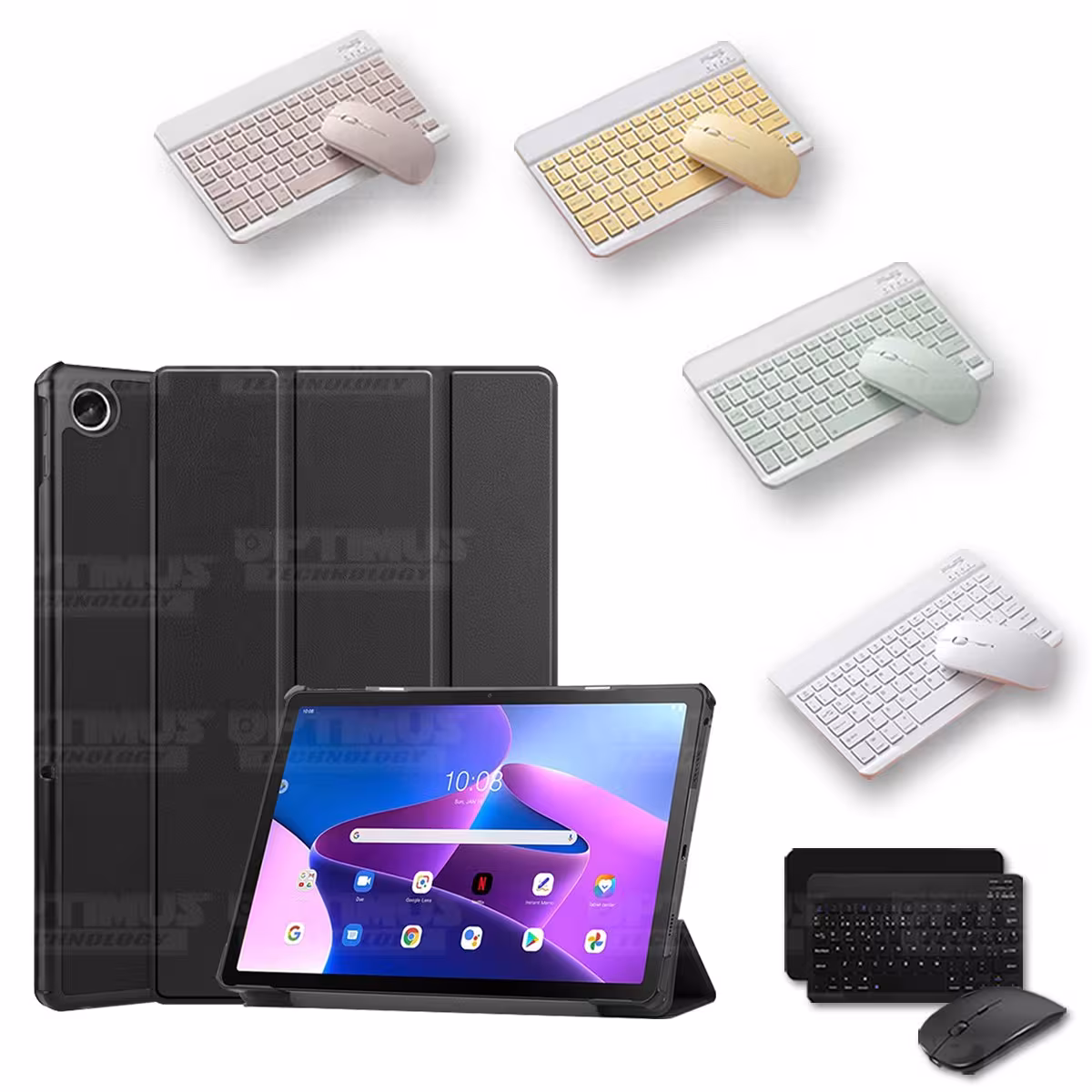 Kit Case Forro Protector + Teclado y Mouse Ratón Bluetooth para Tablet Lenovo Tab M10 Plus 3era Gen 10.6 2022 TB-125FU / TB-128F