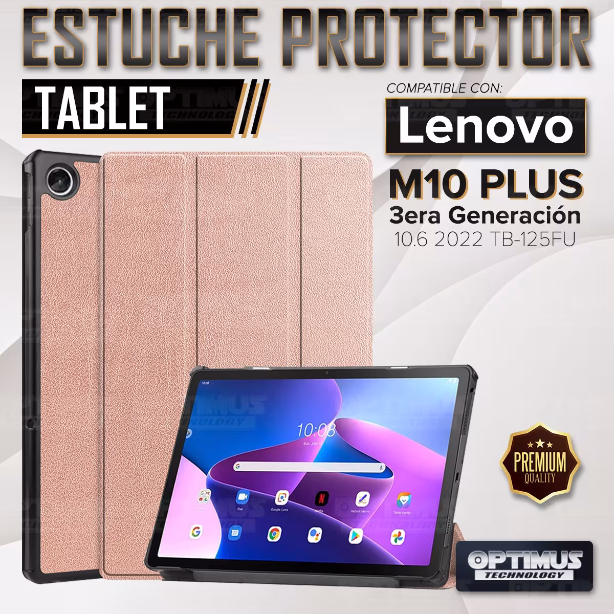 Kit Case Forro Protector + Teclado y Mouse Ratón Bluetooth para Tablet Lenovo Tab M10 Plus 3era Gen 10.6 2022 TB-125FU / TB-128F