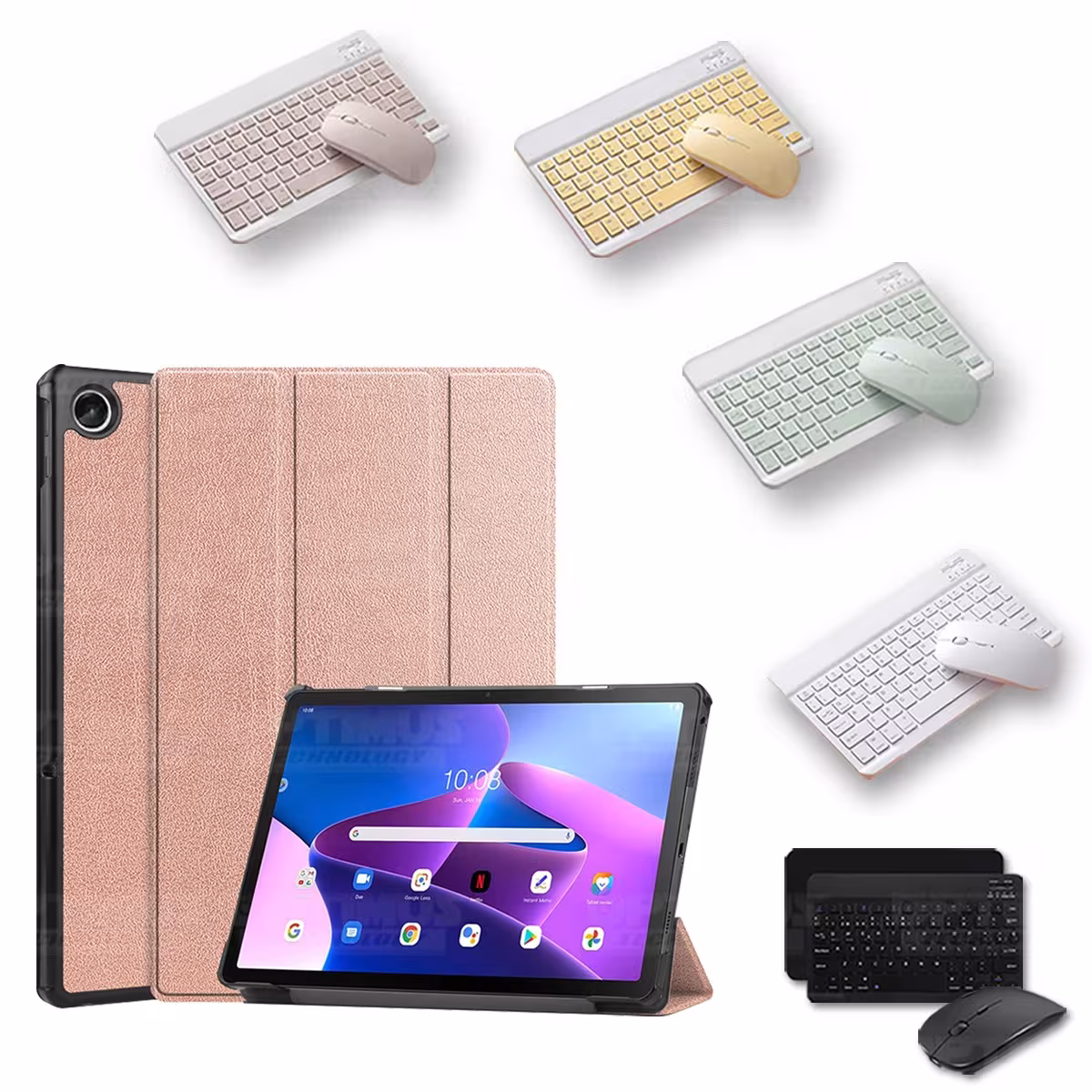 Kit Case Forro Protector + Teclado y Mouse Ratón Bluetooth para Tablet Lenovo Tab M10 Plus 3era Gen 10.6 2022 TB-125FU / TB-128F