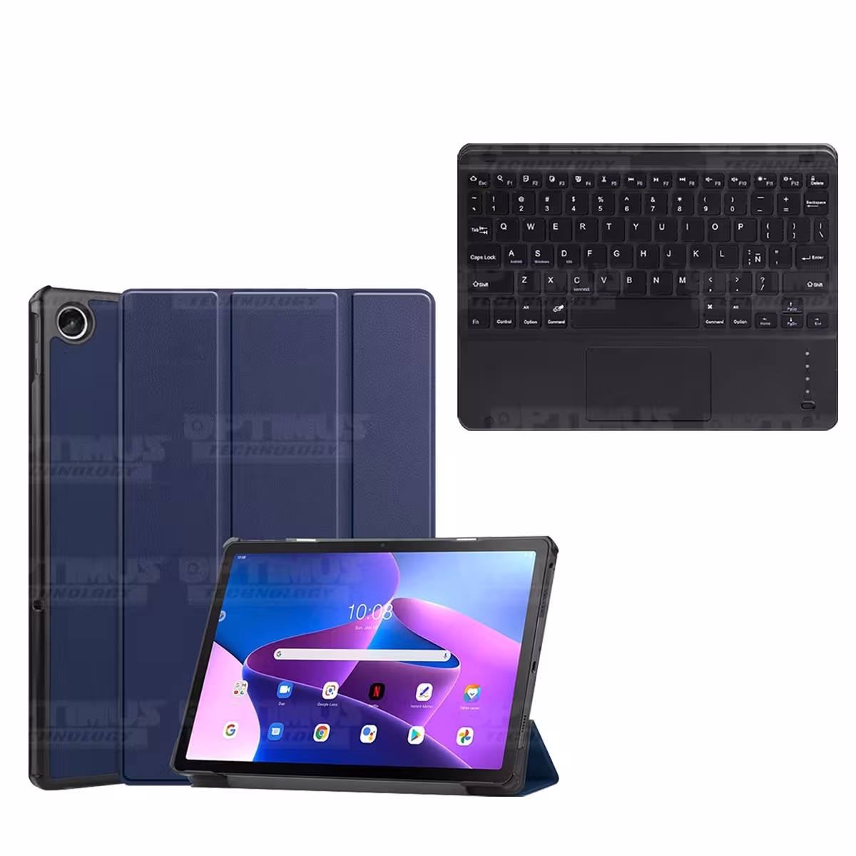 Kit Case Folio Protector + Teclado Mouse Touchpad Bluetooth para Tablet Lenovo Tab M10 Plus 3era Gen 10.6 2022 TB-125FU