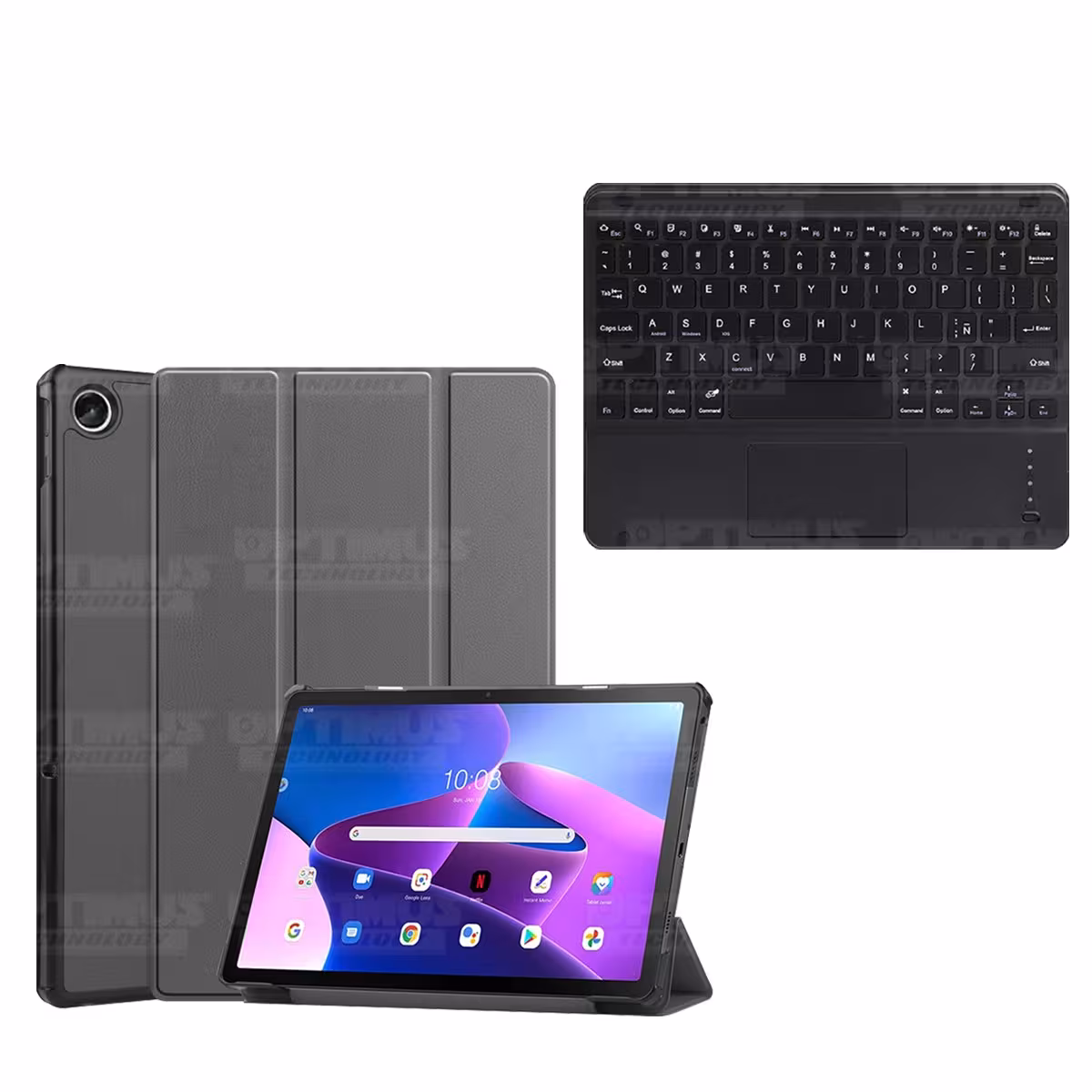 Kit Case Folio Protector + Teclado Mouse Touchpad Bluetooth para Tablet Lenovo Tab M10 Plus 3era Gen 10.6 2022 TB-125FU