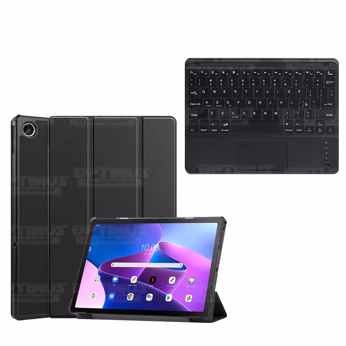 Kit Case Folio Protector + Teclado Mouse Touchpad Bluetooth para Tablet Lenovo Tab M10 Plus 3era Gen 10.6 2022 TB-125FU