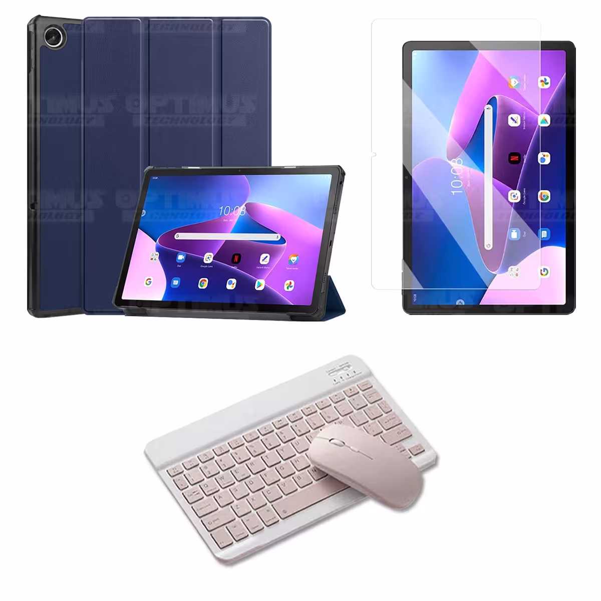 Kit Vidrio templado + Case Protector + Teclado y Mouse Bluetooth Tablet Lenovo Tab M10 Plus 3era Gen 10.6 2022 TB-125FU