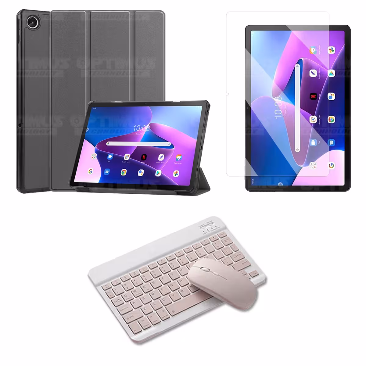 Kit Vidrio templado + Case Protector + Teclado y Mouse Bluetooth Tablet Lenovo Tab M10 Plus 3era Gen 10.6 2022 TB-125FU