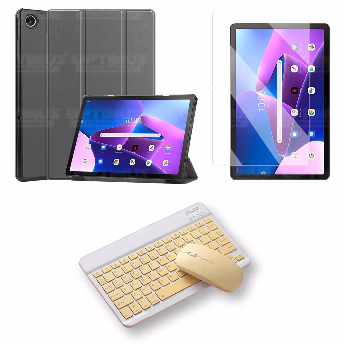 Kit Vidrio templado + Case Protector + Teclado y Mouse Bluetooth Tablet Lenovo Tab M10 Plus 3era Gen 10.6 2022 TB-125FU