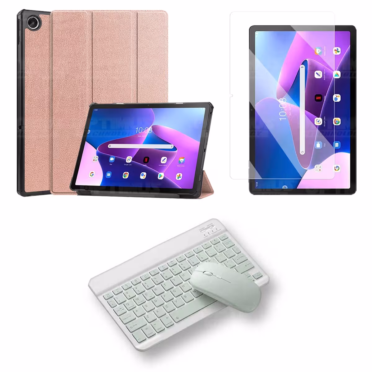 Kit Vidrio templado + Case Protector + Teclado y Mouse Bluetooth Tablet Lenovo Tab M10 Plus 3era Gen 10.6 2022 TB-125FU