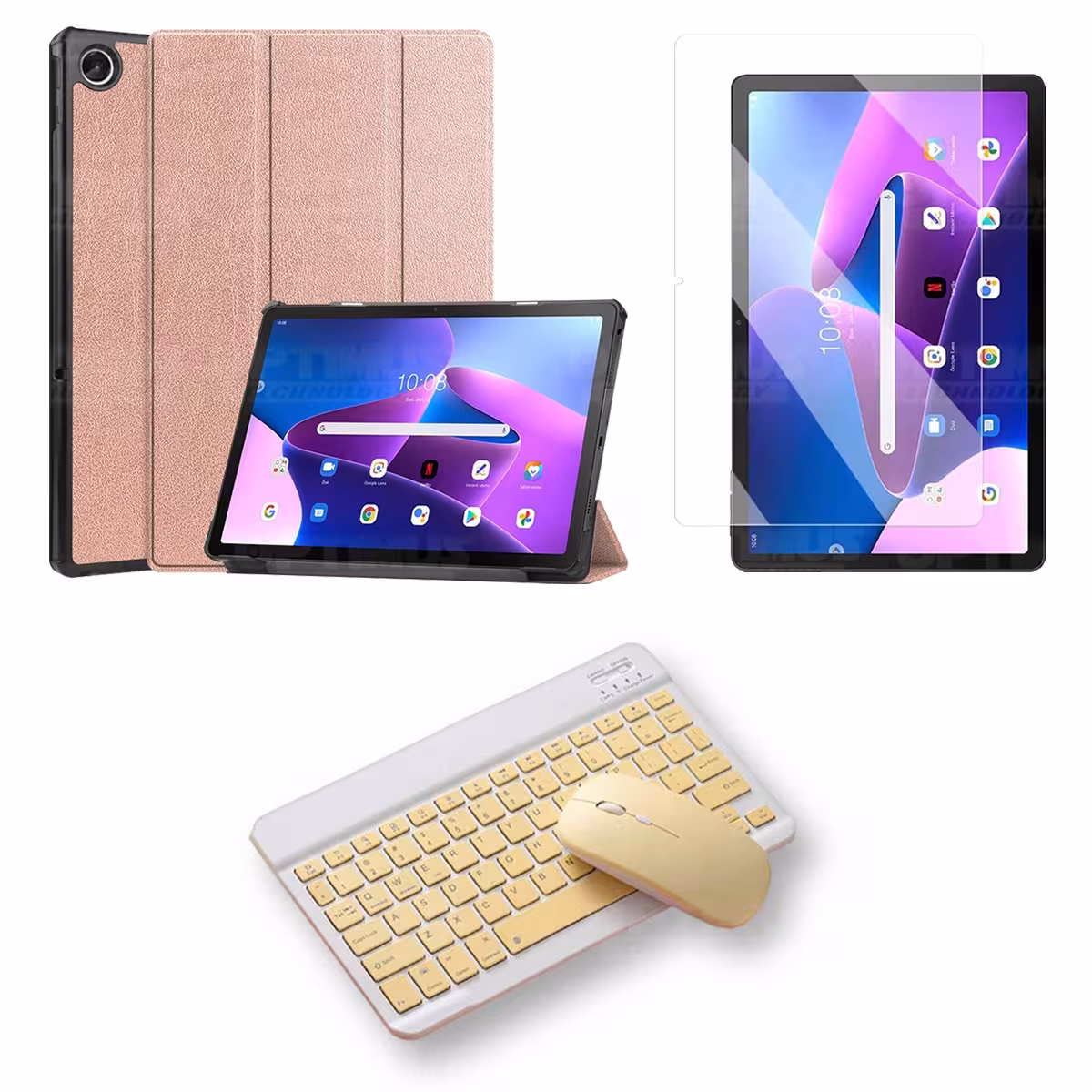 Kit Vidrio templado + Case Protector + Teclado y Mouse Bluetooth Tablet Lenovo Tab M10 Plus 3era Gen 10.6 2022 TB-125FU