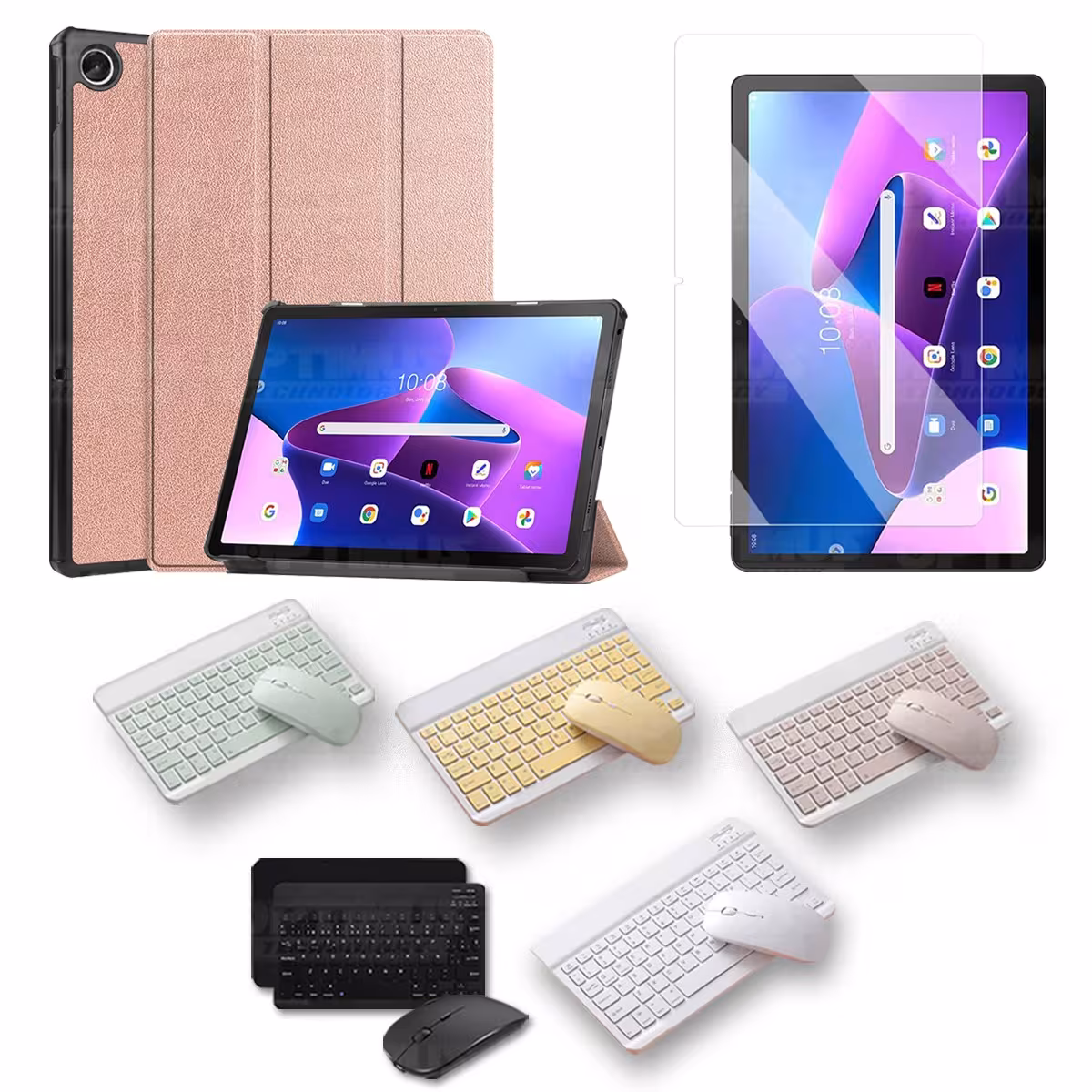Kit Vidrio templado + Case Protector + Teclado y Mouse Bluetooth Tablet Lenovo Tab M10 Plus 3era Gen 10.6 2022 TB-125FU