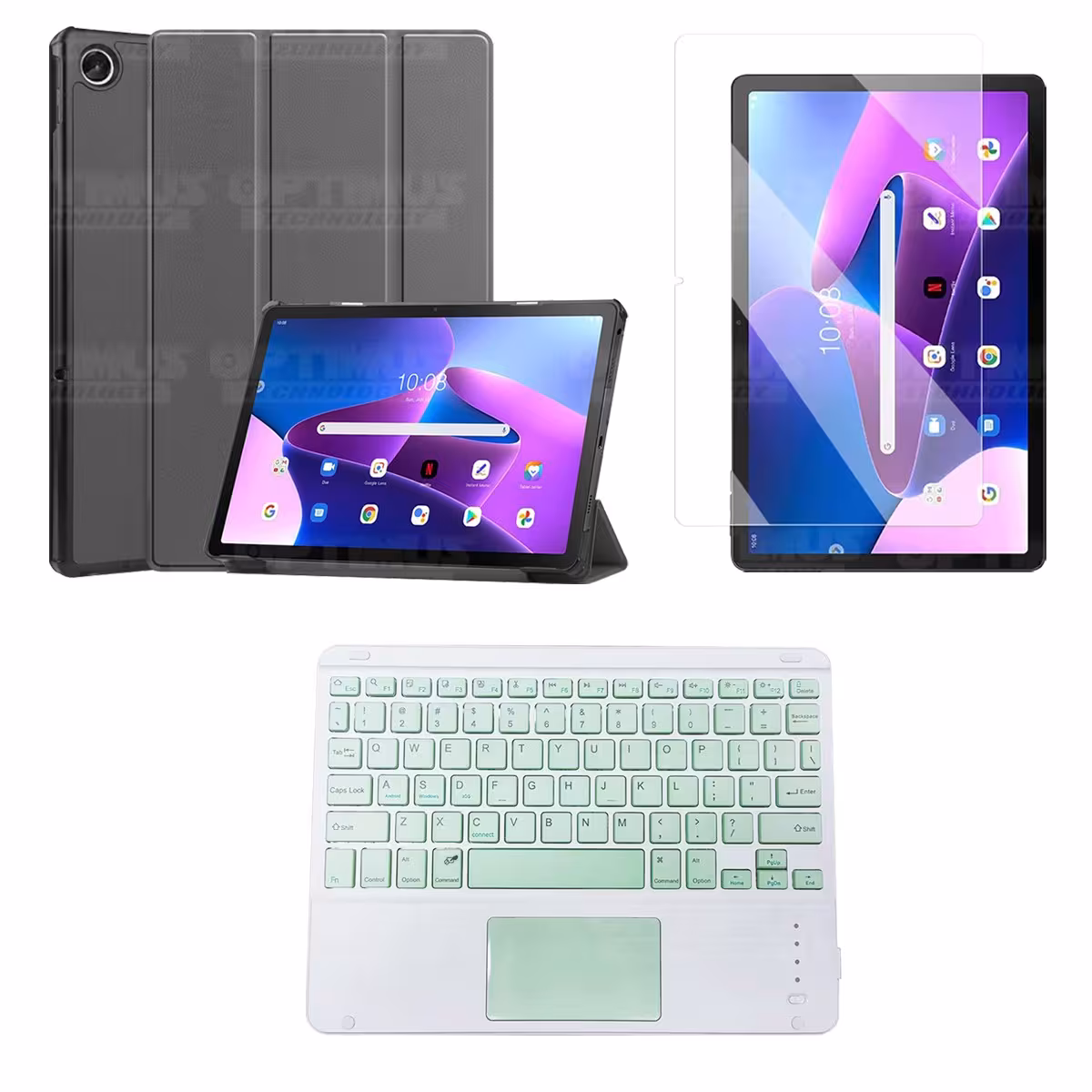 Kit Vidrio templado + Case Protector + Teclado Touchpad Bluetooth Tablet Lenovo Tab M10 Plus 3era Gen 10.6 2022 TB-125FU