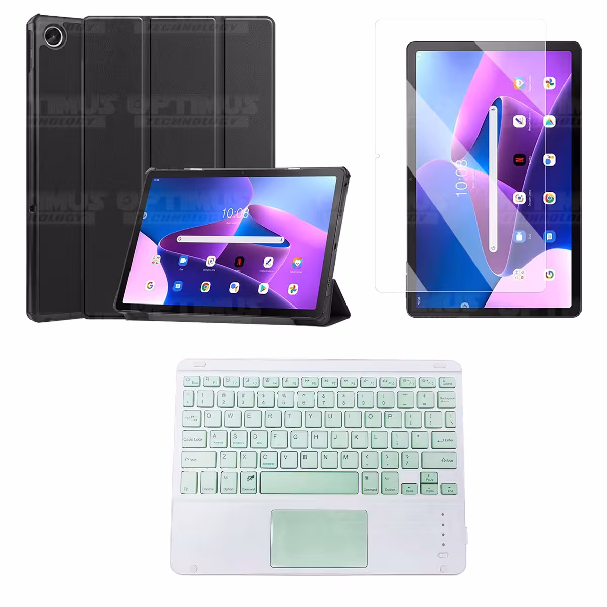 Kit Vidrio templado + Case Protector + Teclado Touchpad Bluetooth Tablet Lenovo Tab M10 Plus 3era Gen 10.6 2022 TB-125FU