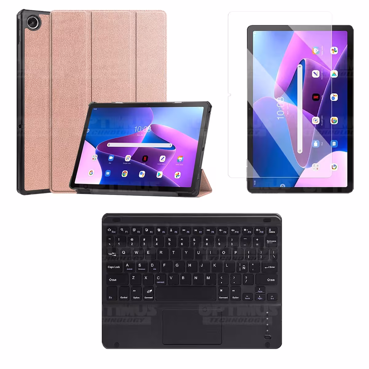 Kit Vidrio templado + Case Protector + Teclado Touchpad Bluetooth Tablet Lenovo Tab M10 Plus 3era Gen 10.6 2022 TB-125FU