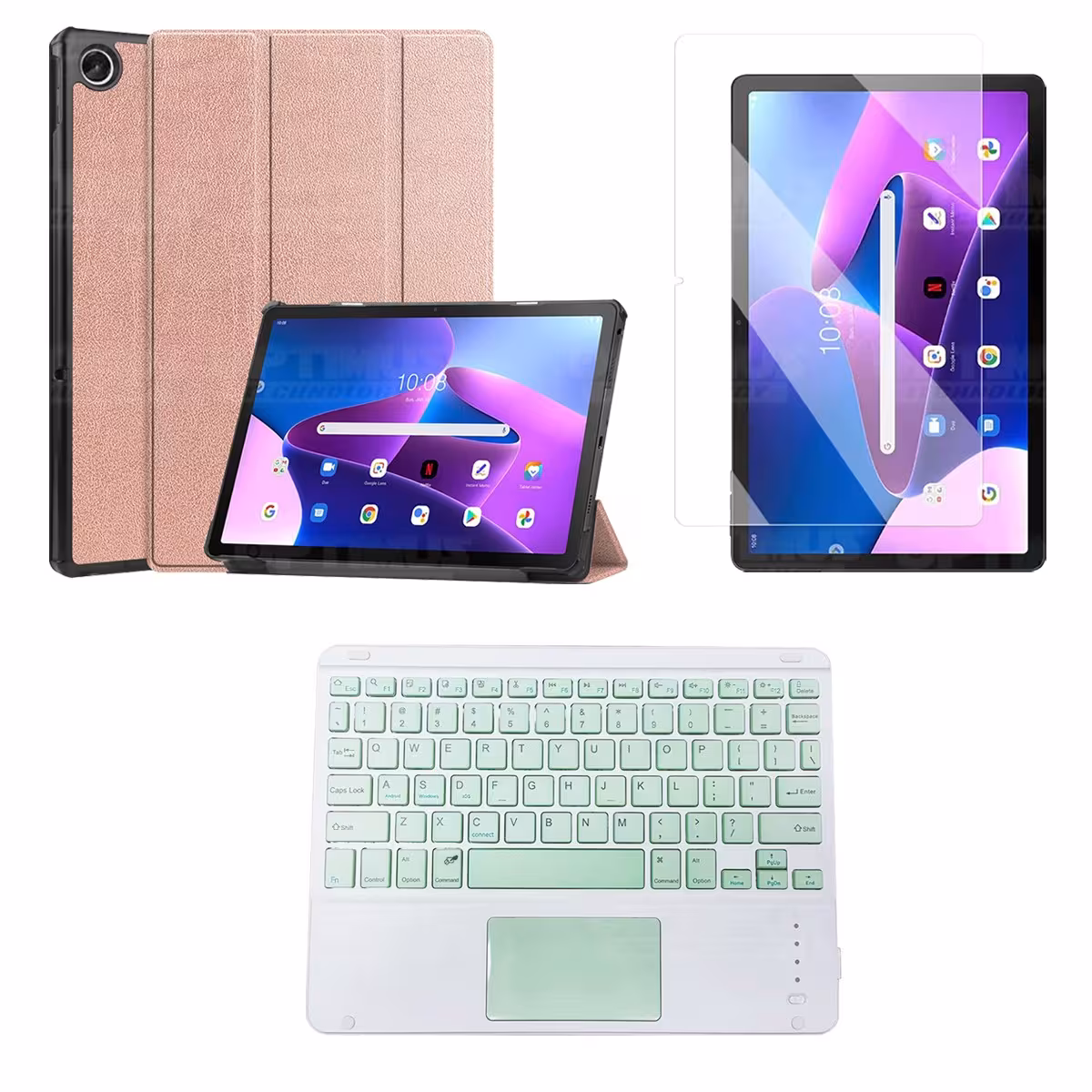 Kit Vidrio templado + Case Protector + Teclado Touchpad Bluetooth Tablet Lenovo Tab M10 Plus 3era Gen 10.6 2022 TB-125FU