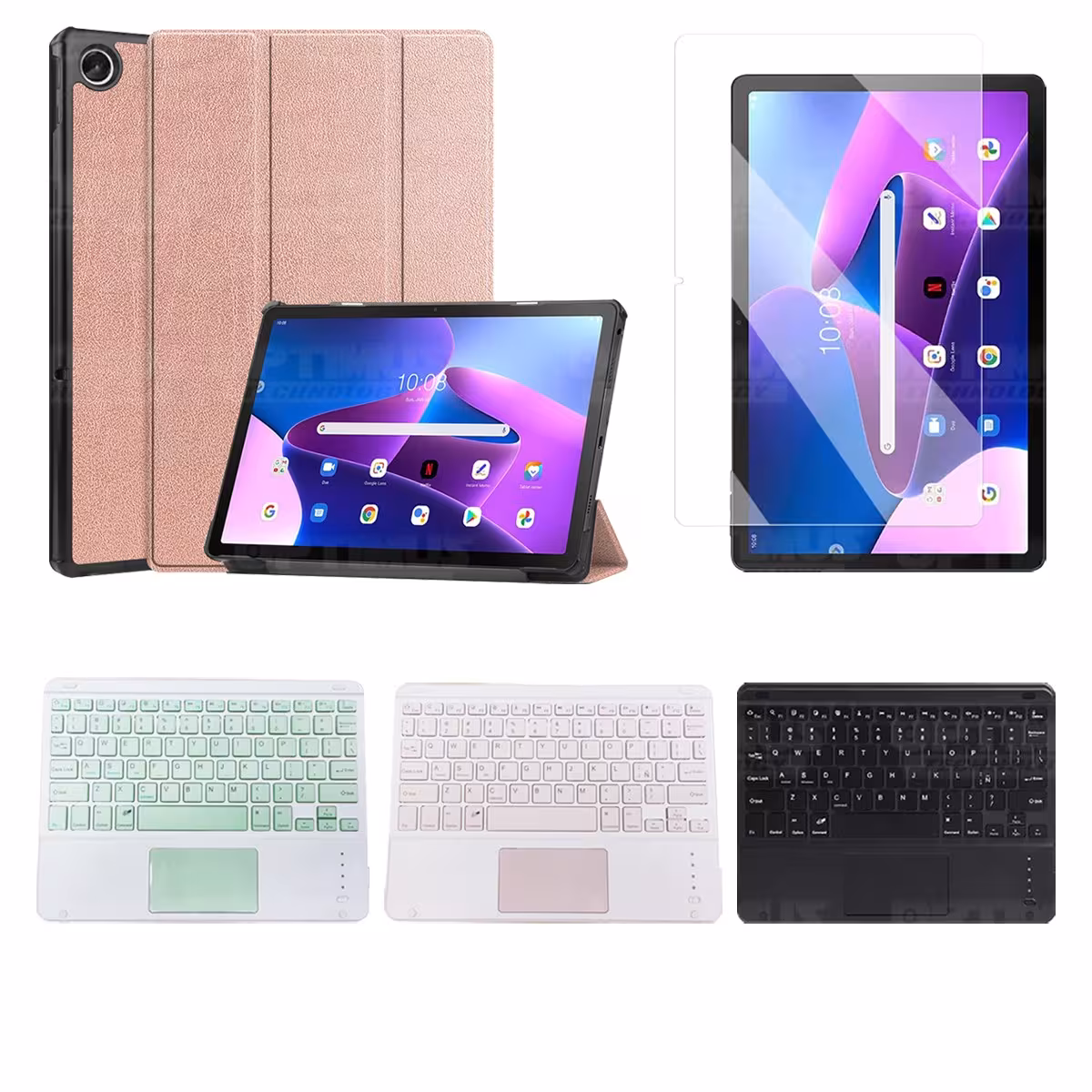 Kit Vidrio templado + Case Protector + Teclado Touchpad Bluetooth Tablet Lenovo Tab M10 Plus 3era Gen 10.6 2022 TB-125FU