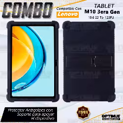 Estuche Case protector de goma Tablet Lenovo M10 Plus 3era Gen 10.6 2022 TB-125FU / TB-128F Anti golpes con soporte