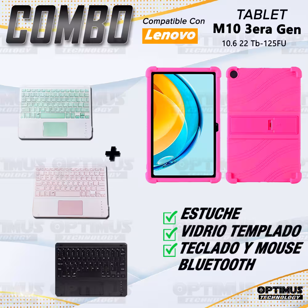 Kit Case Estuche Protector Antigolpes + Teclado Mouse Touchpad Bluetooth para Tablet M10 3rth gen (TB125FU) 10.6 2022