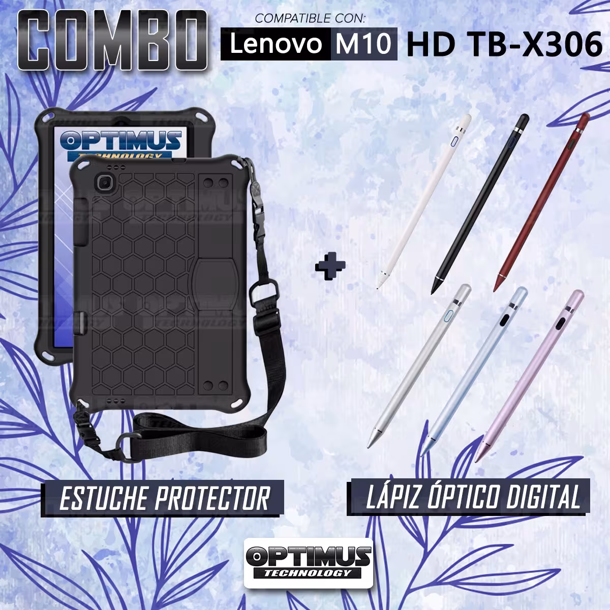 Kit Estuche Protector con Correa Y Lápiz Óptico Digital Stylus Pen para Tablet Lenovo M10 HD TB-X306