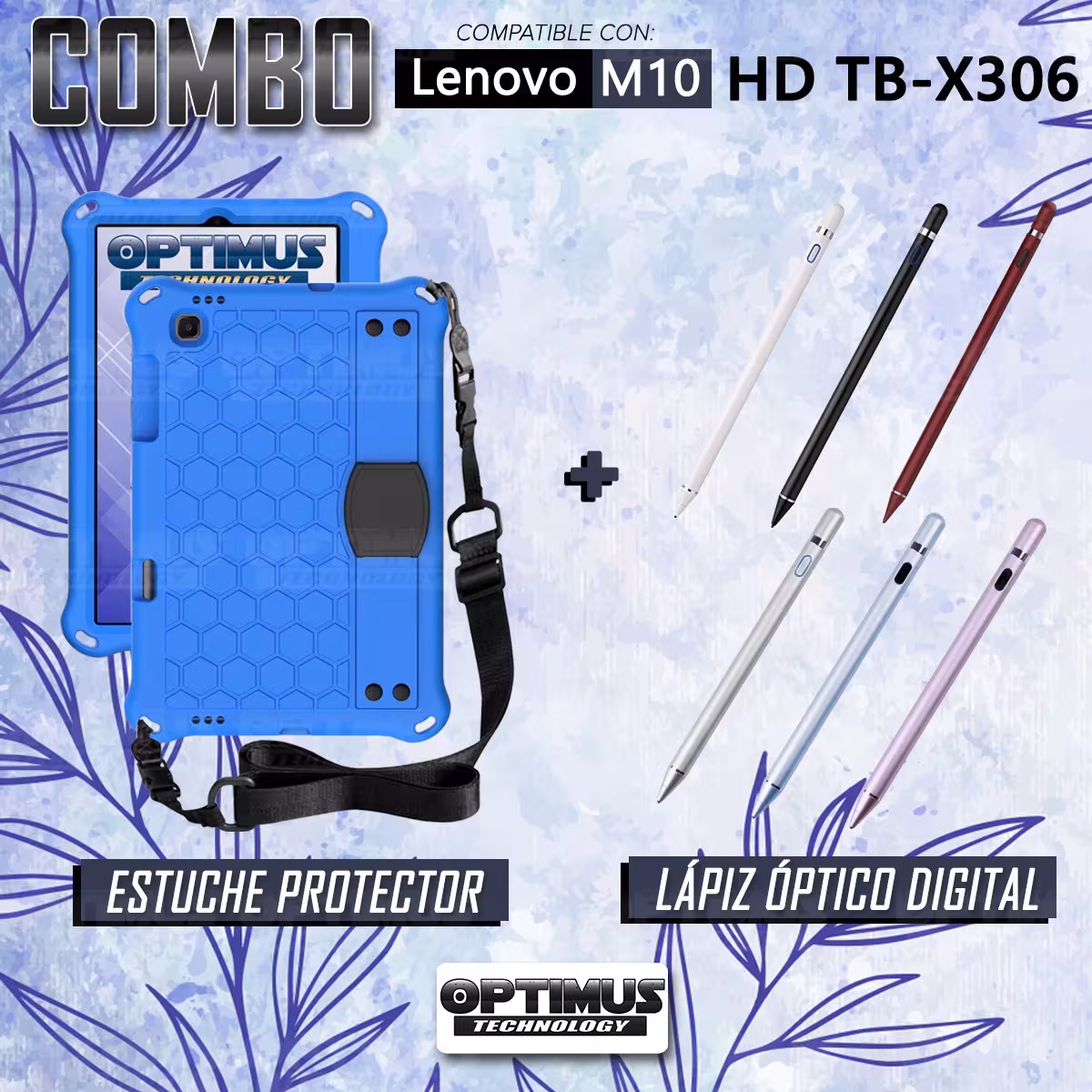 Kit Estuche Protector con Correa Y Lápiz Óptico Digital Stylus Pen para Tablet Lenovo M10 HD TB-X306