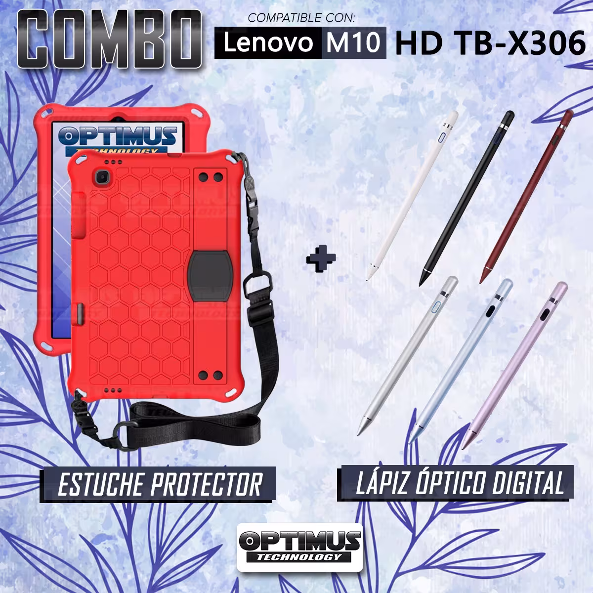 Kit Estuche Protector con Correa Y Lápiz Óptico Digital Stylus Pen para Tablet Lenovo M10 HD TB-X306