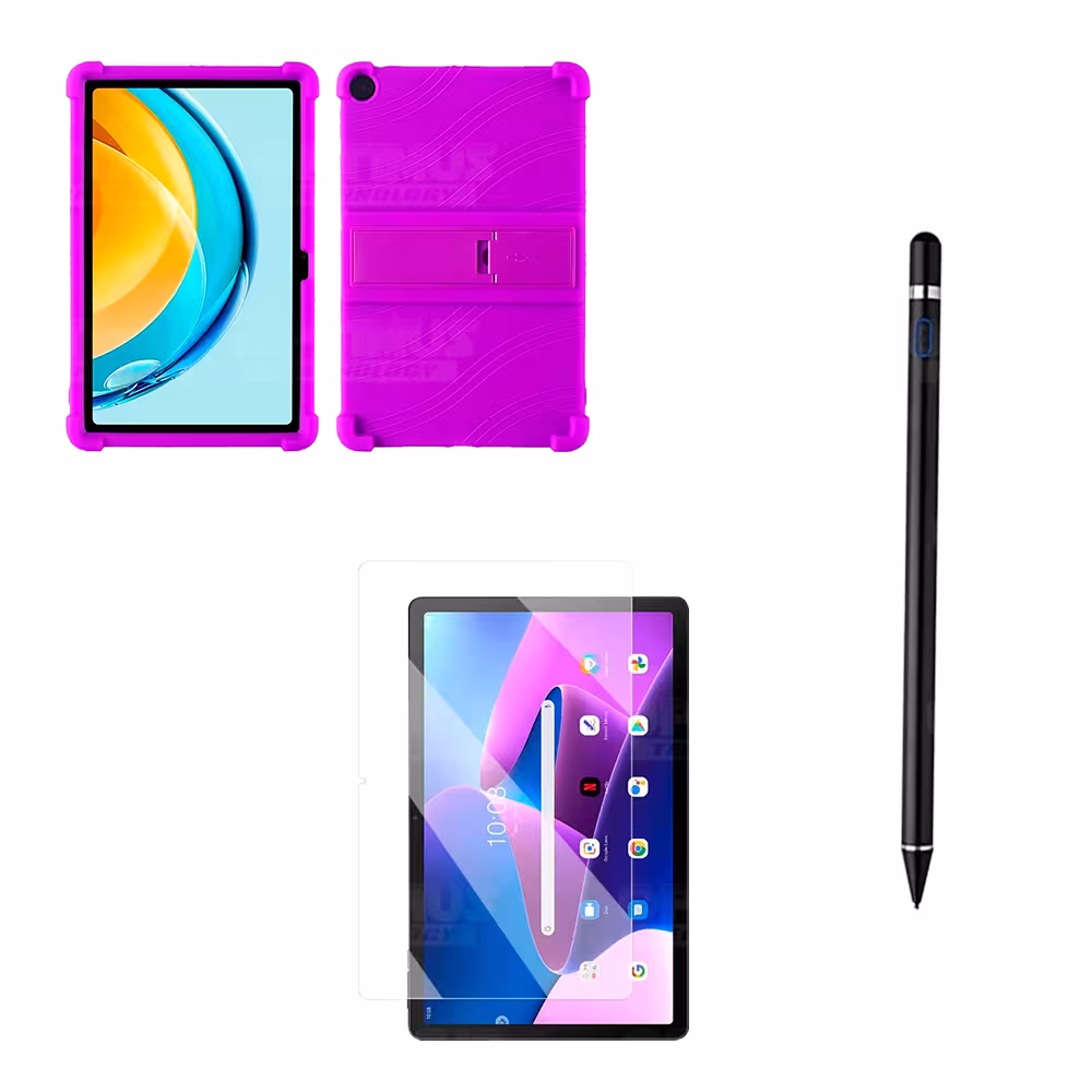 Combo Vidrio Templado + Estuche Protector Goma + Lápiz Digital Para Tablet Lenovo M10 3rth Gen (TB125FU) 10.6 2022