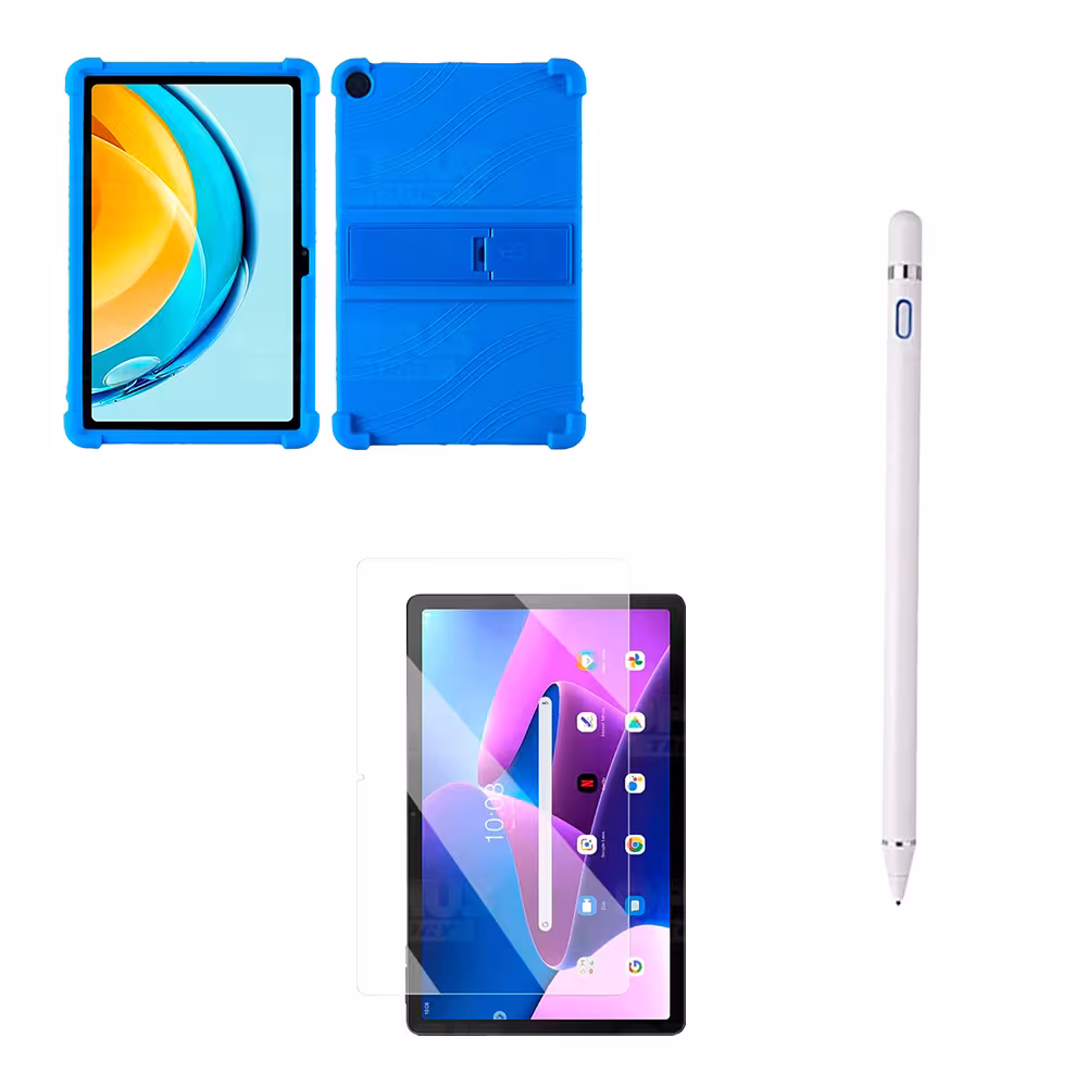 Combo Vidrio Templado + Estuche Protector Goma + Lápiz Digital Para Tablet Lenovo M10 3rth Gen (TB125FU) 10.6 2022