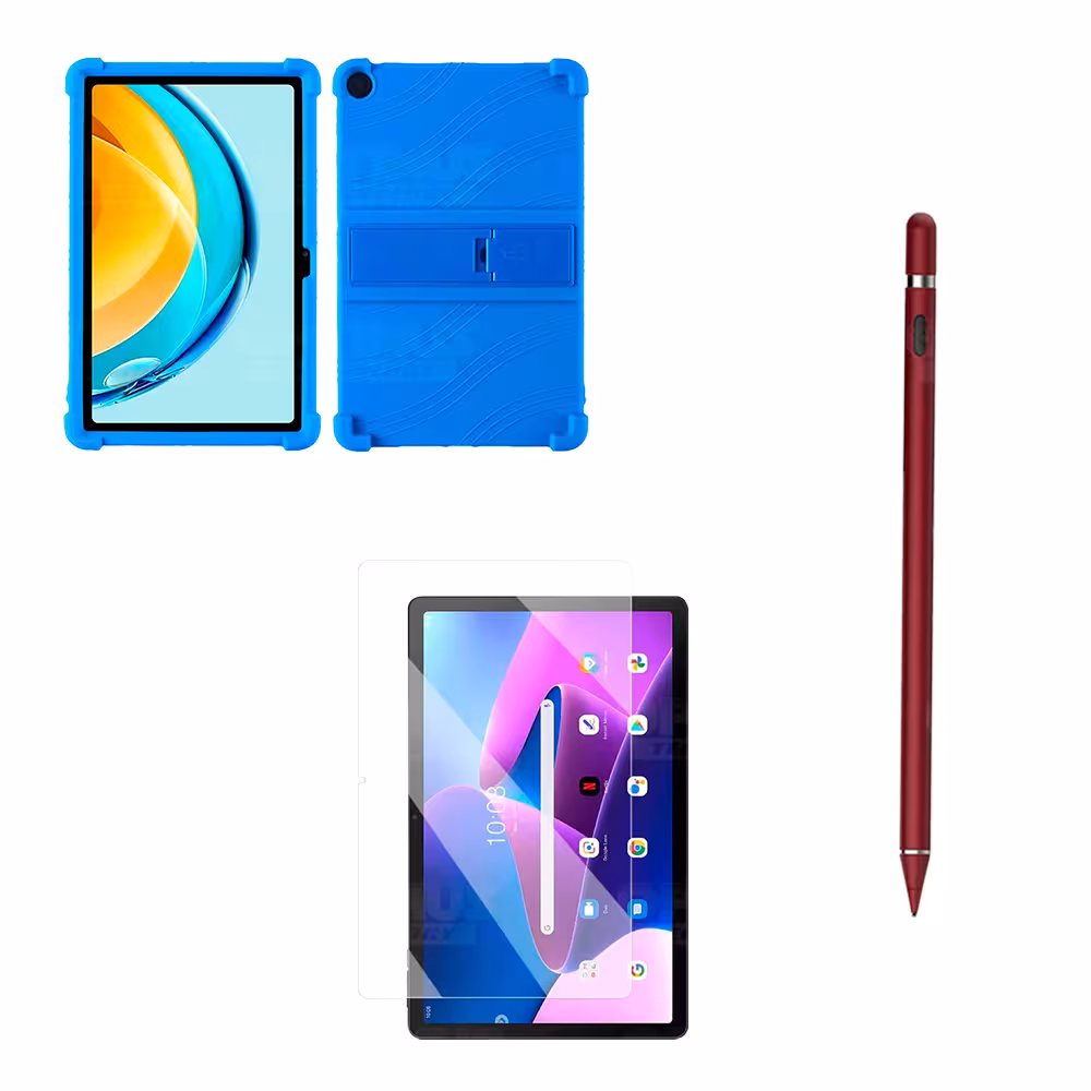Combo Vidrio Templado + Estuche Protector Goma + Lápiz Digital Para Tablet Lenovo M10 3rth Gen (TB125FU) 10.6 2022
