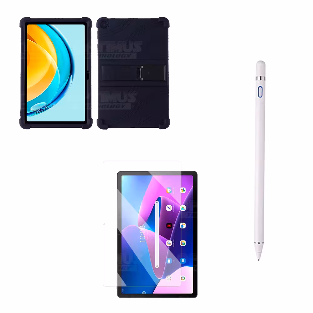 Combo Vidrio Templado + Estuche Protector Goma + Lápiz Digital Para Tablet Lenovo M10 3rth Gen (TB125FU) 10.6 2022