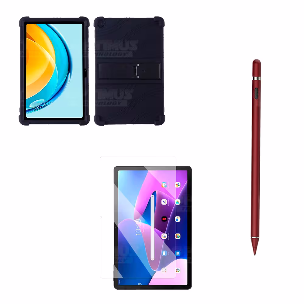 Combo Vidrio Templado + Estuche Protector Goma + Lápiz Digital Para Tablet Lenovo M10 3rth Gen (TB125FU) 10.6 2022